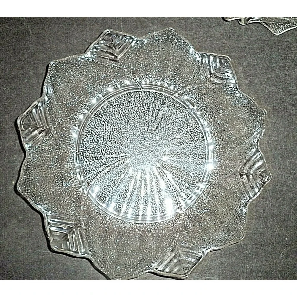 Austria Crystal Glass Salad Dishes w/Leaf‎ Cut Edges Set of 6
